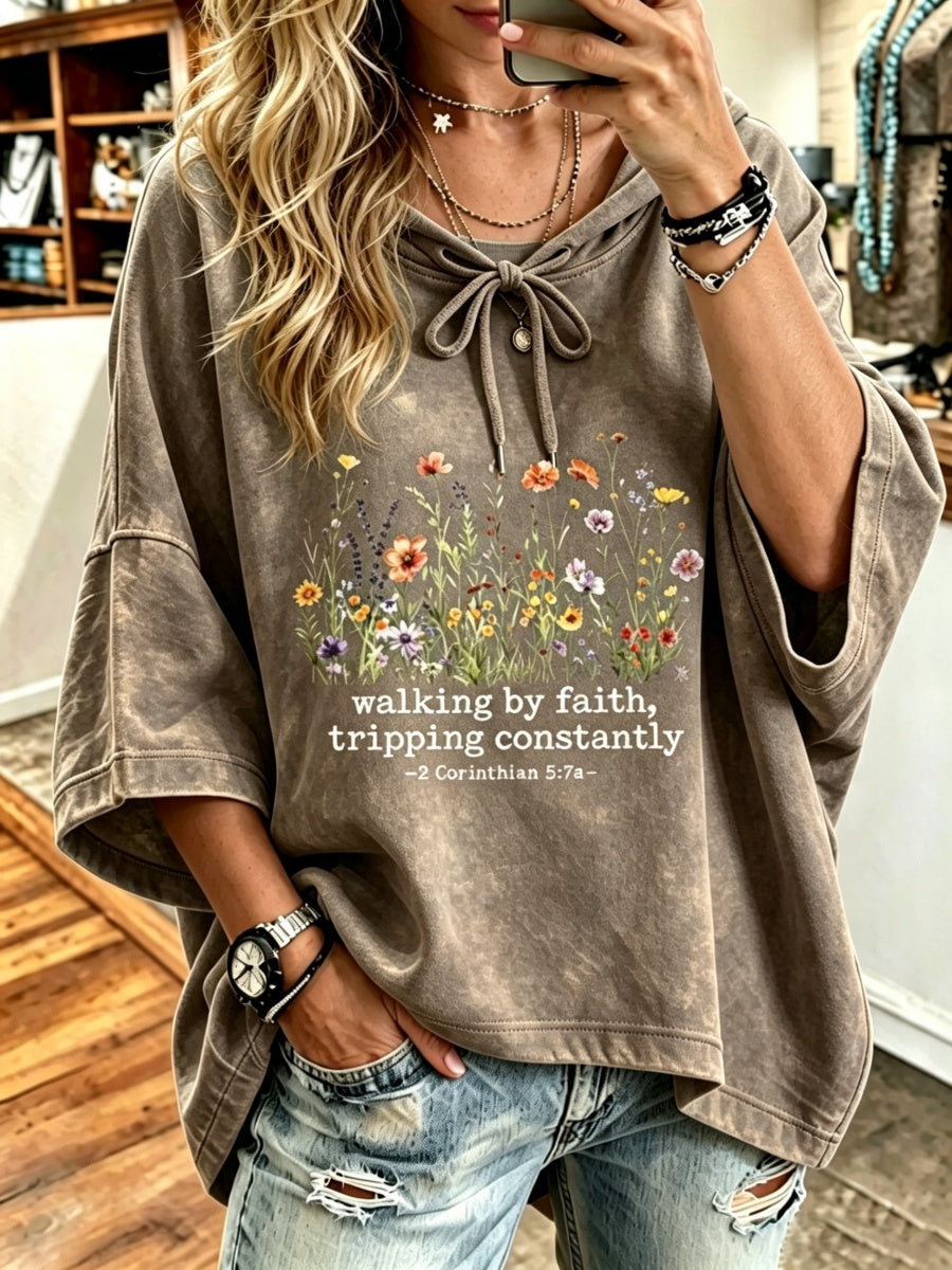 Women's Walking By Faith Pattern Hoodie