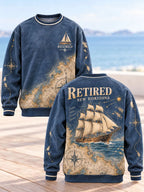 Men’s Retirement Sailing Ship & Nautical Map Crewneck Sweatshirt