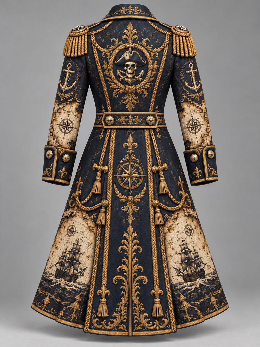 Men’s Fun Pirate-Themed Art Graphic Coat