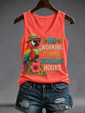 Women's No Working During Drinking Hours Print Casual V-Neck Vest