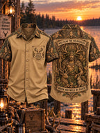 Men’s Vintage “WHY FEAR THE WILDERNESS · WHEN YOU WALK BY FAITH” Hunting Short Sleeve Shirt