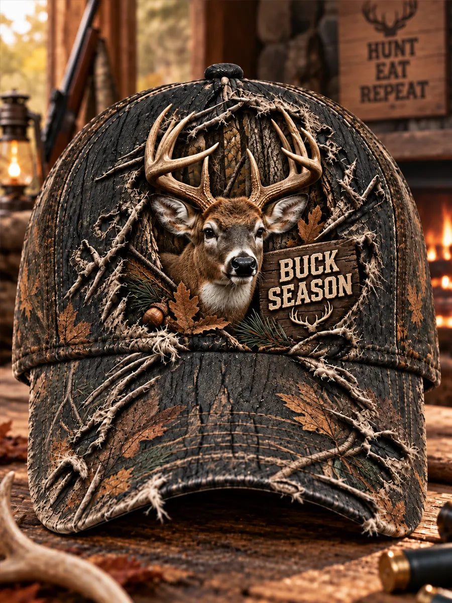 Retro Deer Hunting Print Hat