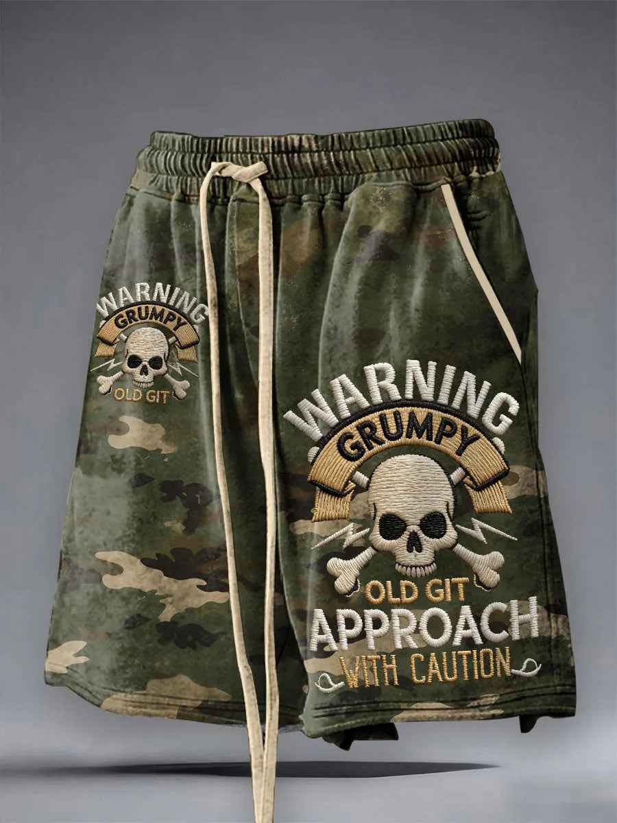 Men's 'warning grumpy old git approach with caution' shorts