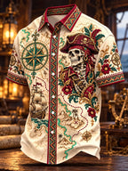 Treasure Map Pirate Skeleton Nautical Short Sleeve Shirt