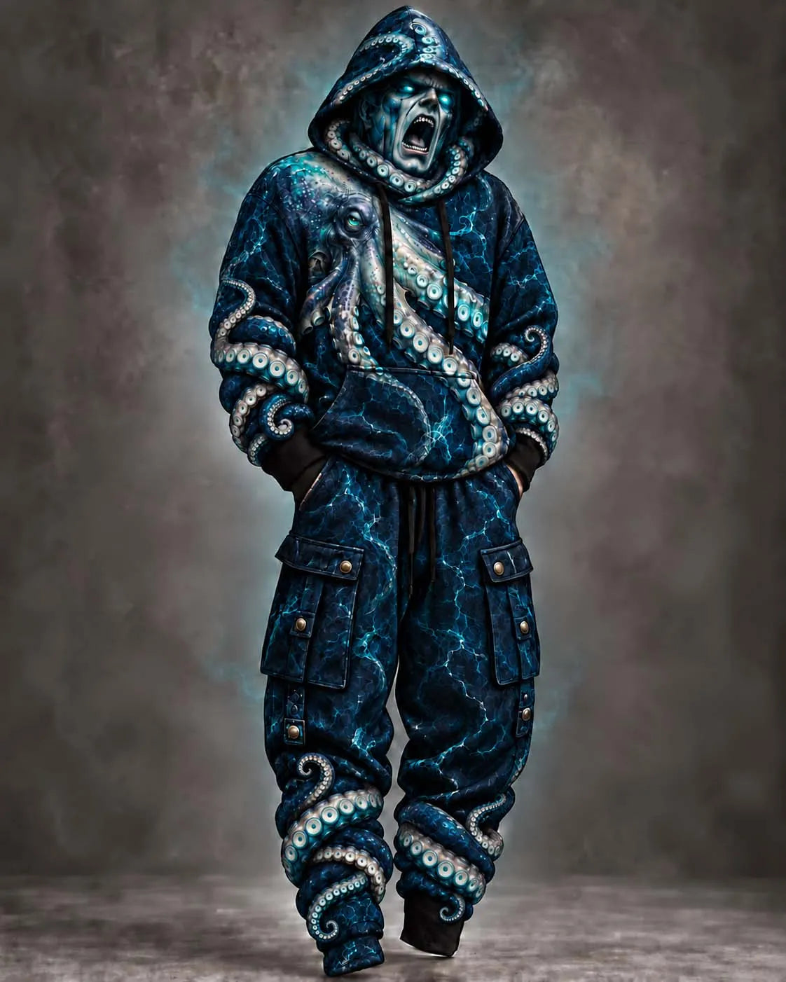 🐙 Deep Sea Kraken Monster & Tentacles Graphic Hoodie Tracksuit Set