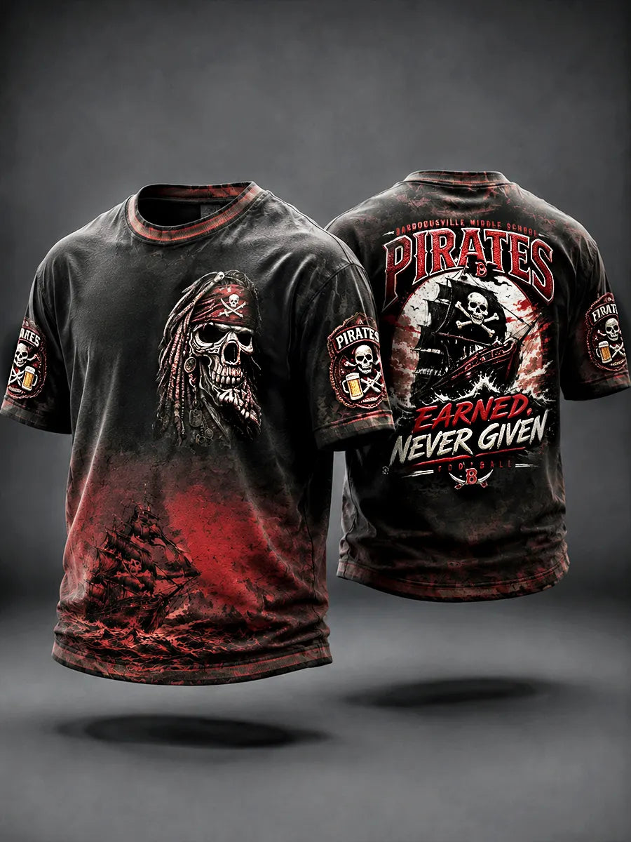 Menâ€TMs Gradient Pirate-Print Casual T-shirt