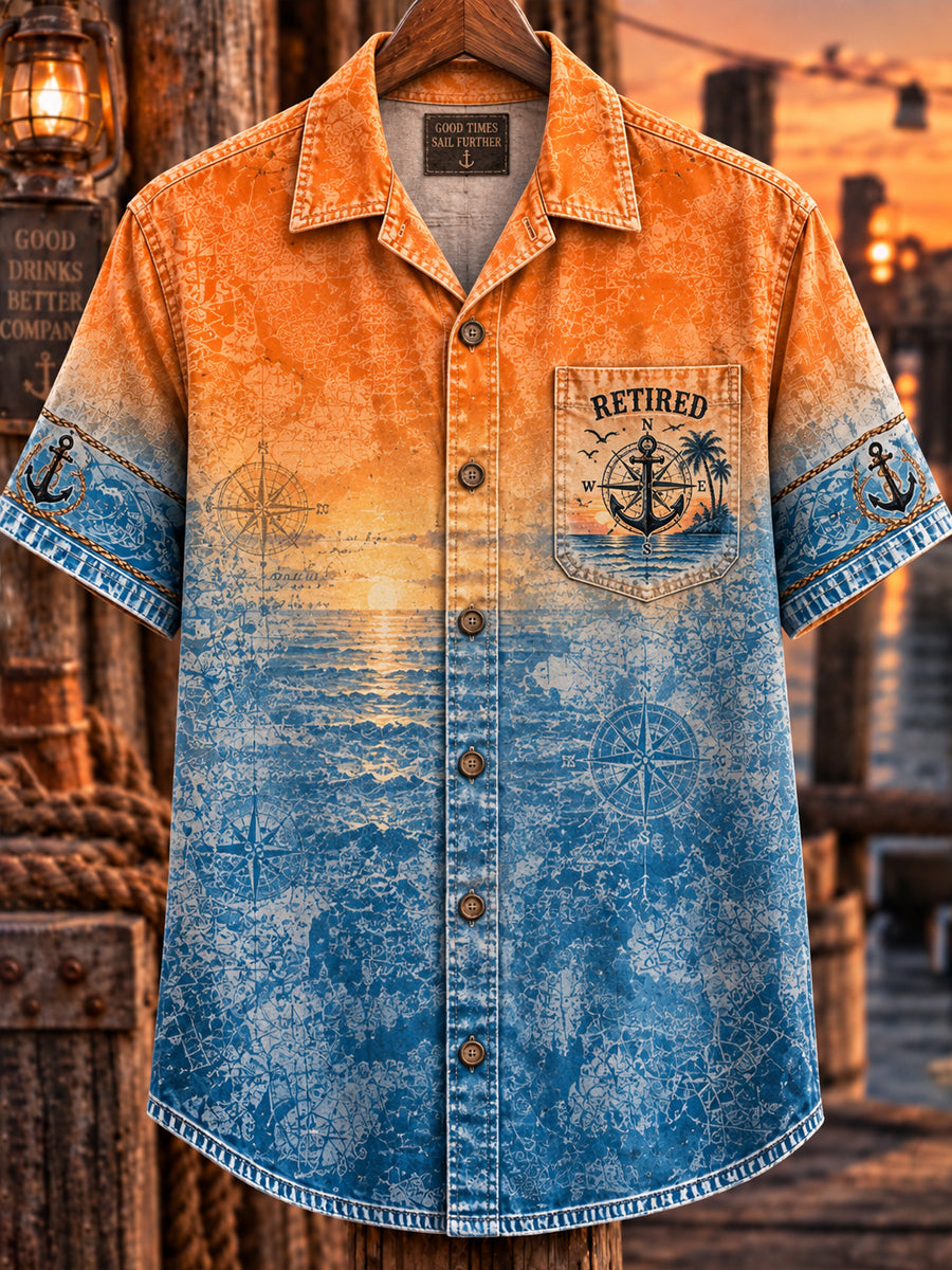 Men’s Vintage Old Salt Pirate Short Sleeve Shirt