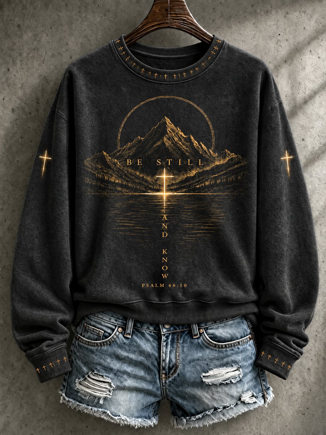 Women's Retro  Be Still And Know  Print Hoodie