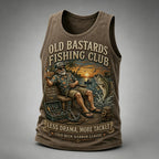 Men's Funny Old Bastards Fishing Club Lifetime Member Print Casual Tank Top