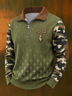 Men’s Retro Deer Hunting Art Printed Sweatshirt