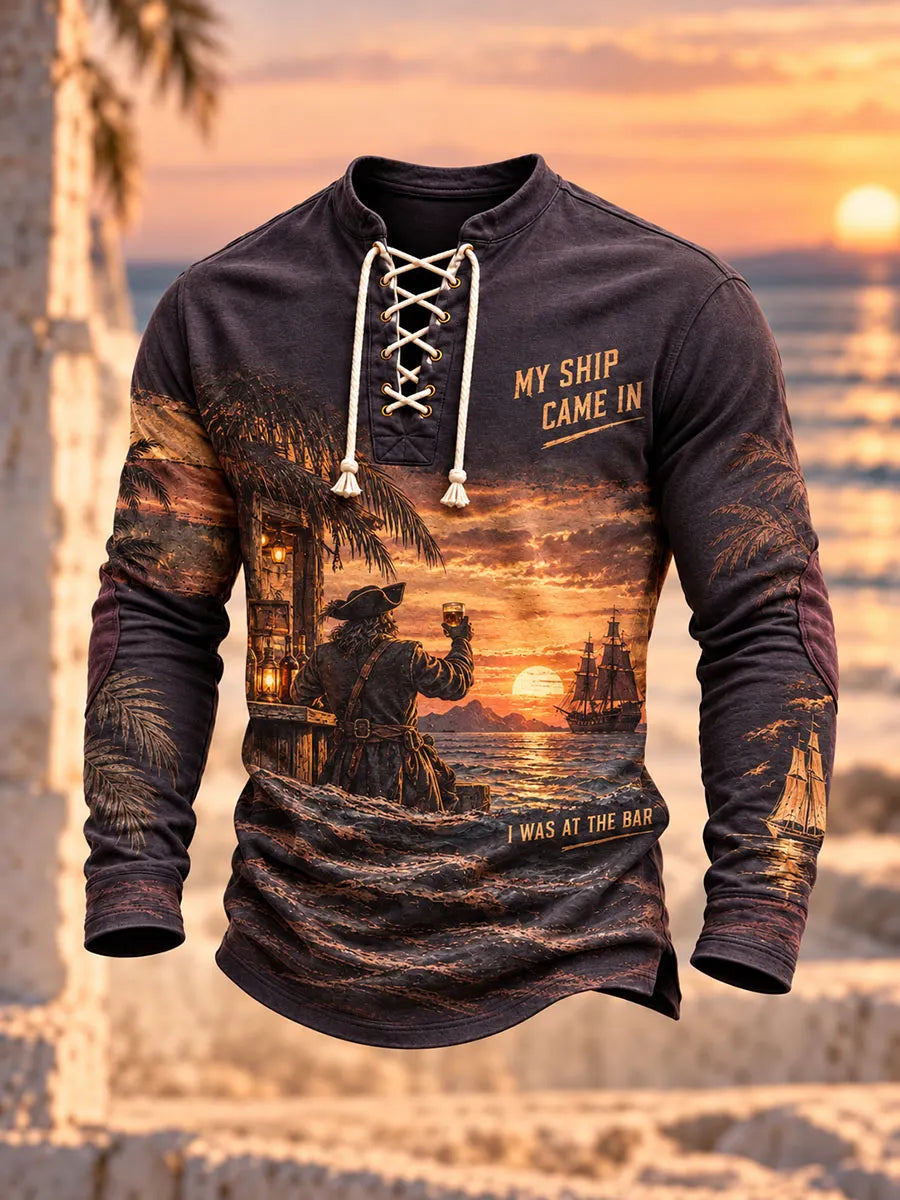 Harbor Tavern Pirate Lace-Up Long Sleeve Shirt