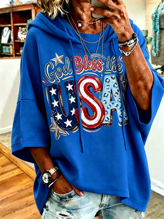 Women'S Casual Patriotic 'God Bless The United States' Super Dalian Hoodie'