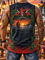 Tropical Skeleton Pirate Band Men’s Tank Top