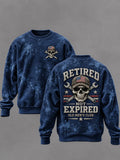 Men's Retro Retired Art Print Casual Sweatshirt