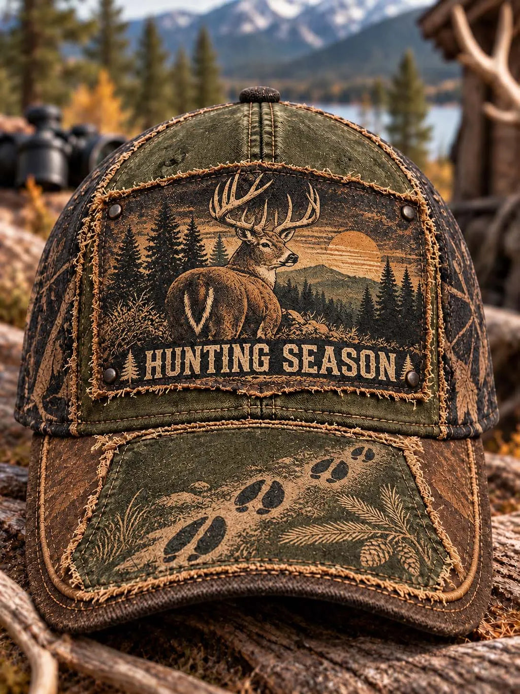 🌅 Hunting Season Sunset Deer Track Baseball Cap
