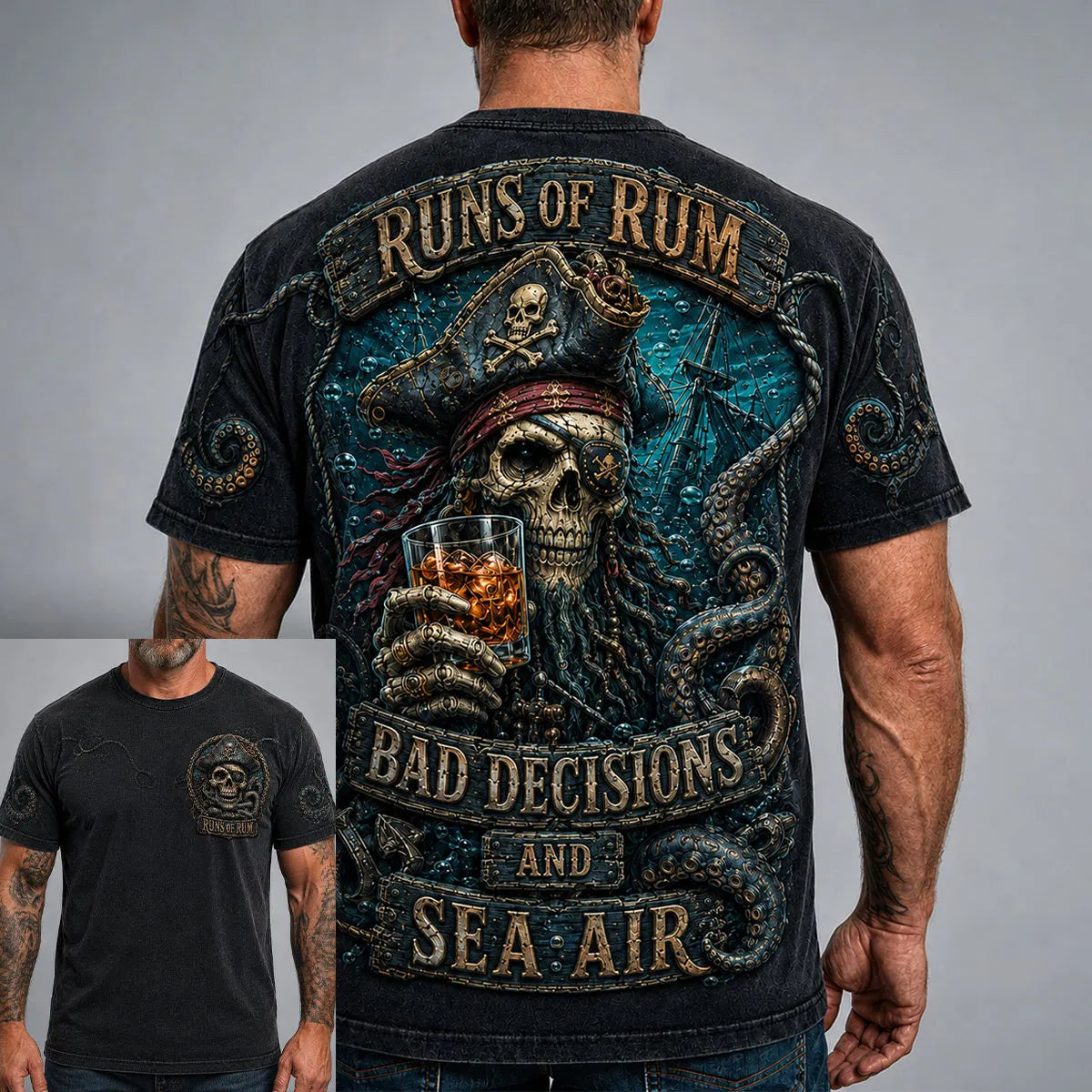 Men’s Pirate Skull Rum Graphic T-Shirt