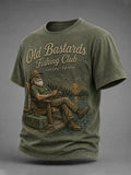 Men's Funny Old Bastards Fishing Club Lifetime Member Print Casual Tee