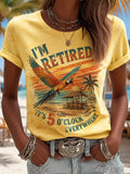 Women's I'm Retired It's 5 O'clock Everywhere Parrot Print Casual Tee