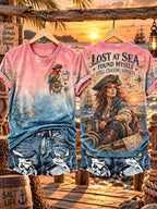 Women's Retro Pirate Salty Girl Art Print T-Shirt