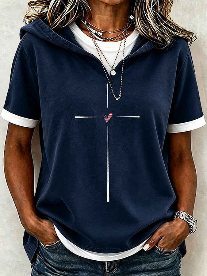 Women'S Casual Patriotic Faith Summer Hoodie