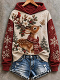 Vintage Deer Christmas Print Sweatshirt