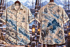 Men's Vintage Arctic Pirate Treasure Map Print Short Sleeve Shirt