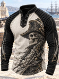 🏴‍☠️ Men's Pirate Captain Tricorne Hat & Swords Henley Shirt