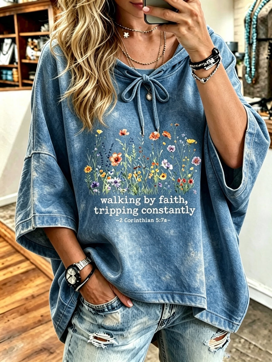 Women's Walking By Faith Pattern Hoodie