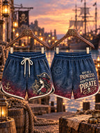 Women’s Vintage Female Pirate Print Shorts