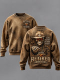 Men's Retro Retired Art Print Casual Sweatshirt