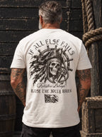 Raise the Jolly Roger Vintage Pirate Print Short Sleeve T-shirt