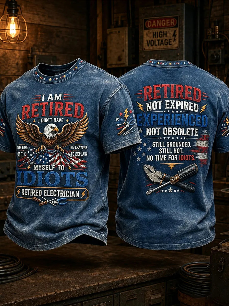 Men's "I am retired" electrician T-shirts