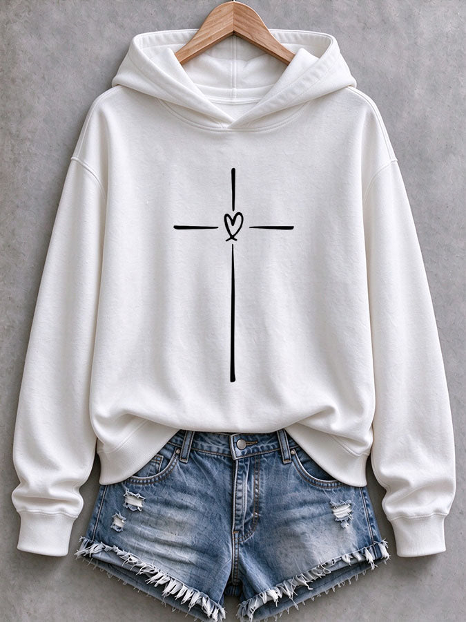 Women'S Cross Printed Hoodie