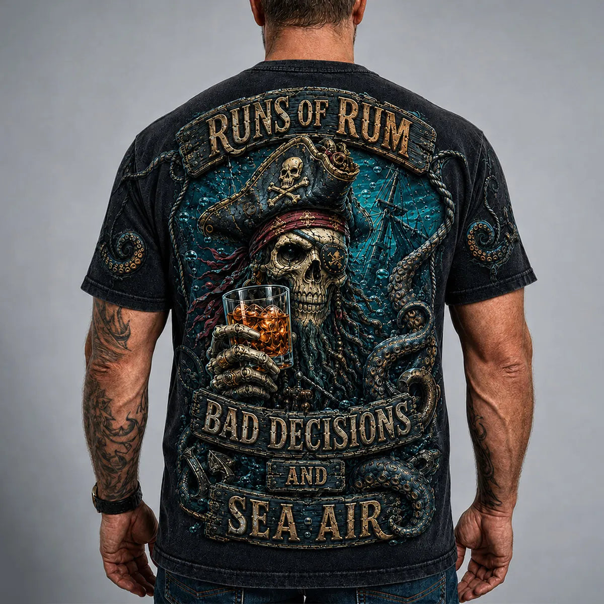Men’s Pirate Skull Rum Graphic T-Shirt