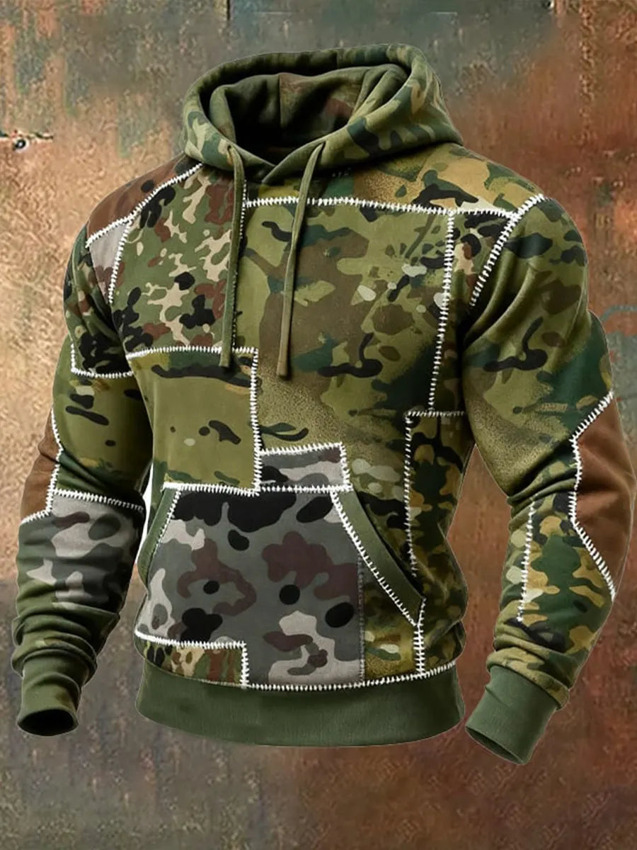 Men's Camouflage Oversized Drop-Shoulder Hoodie With Pockets