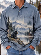 Misty Mountain Bear Lake Men’s Vintage Long Sleeve Pullover