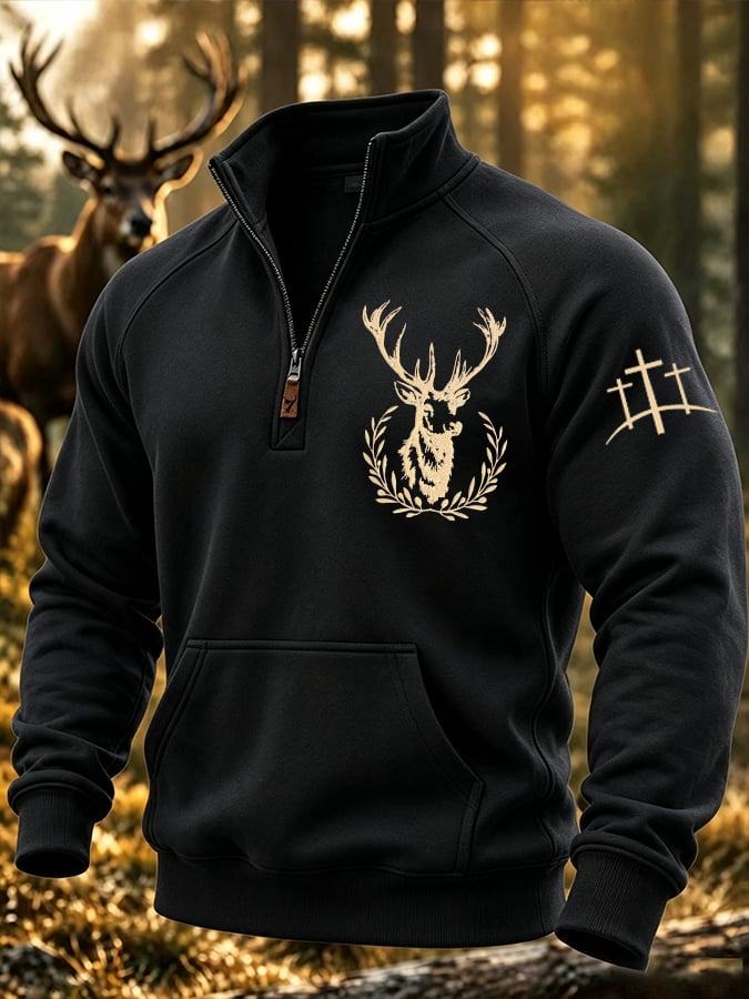 Men's Vintage Traditional Reindeer Pattern Western Sweatshirt