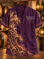 Retirement Uncorked Pirate Vacation Men’s Lace-Up Shirt