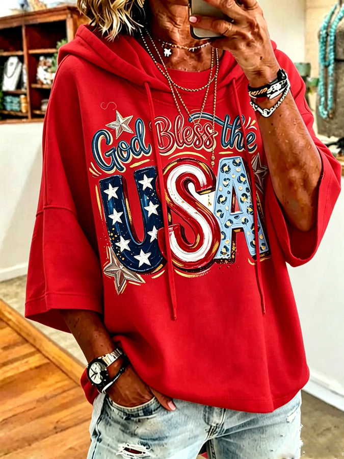 Women'S Casual Patriotic 'God Bless The United States' Super Dalian Hoodie'