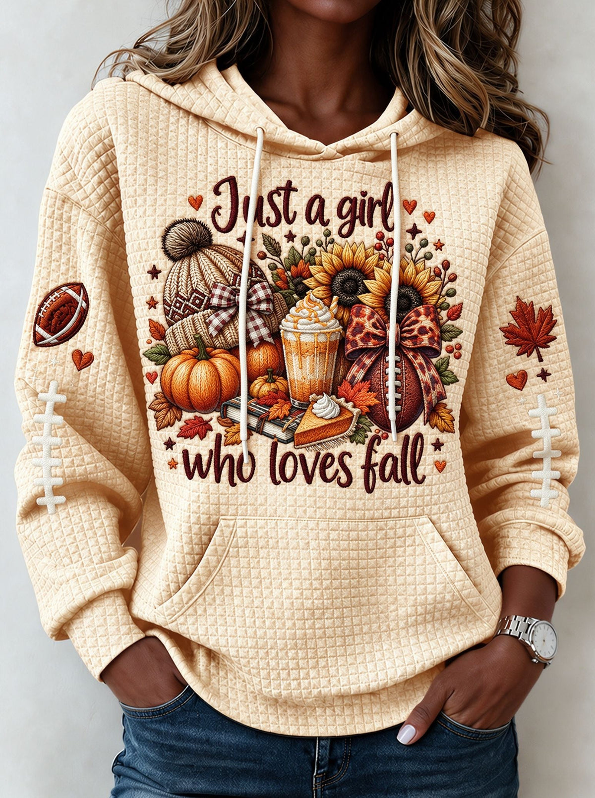 Women'S Just A Girl Who Loves Fall Football Hoodie