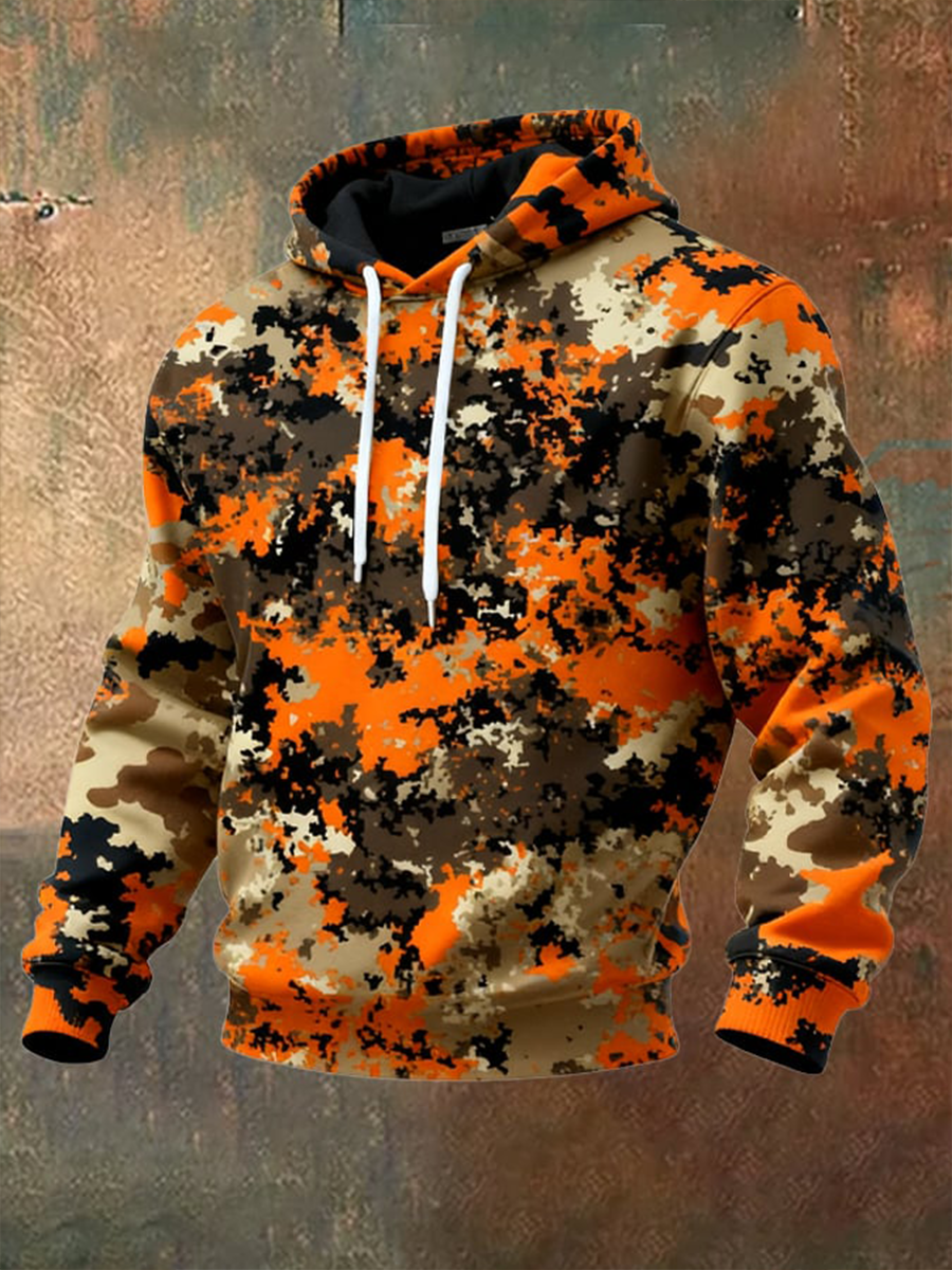 Men's Camouflage Oversized Drop-Shoulder Hoodie With Pockets