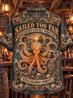 Men’s Vintage  "SAILED TOO FAR" Old Salt Printed Short Sleeve Shirt