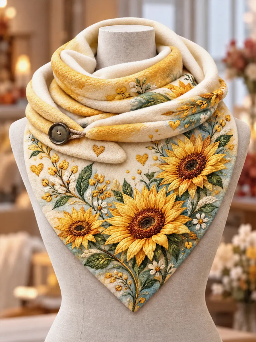 Women's Sunflower Art Casual Triangle Scarf