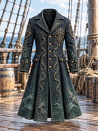 Men's Vintage Pirate Skull Art Print Coat