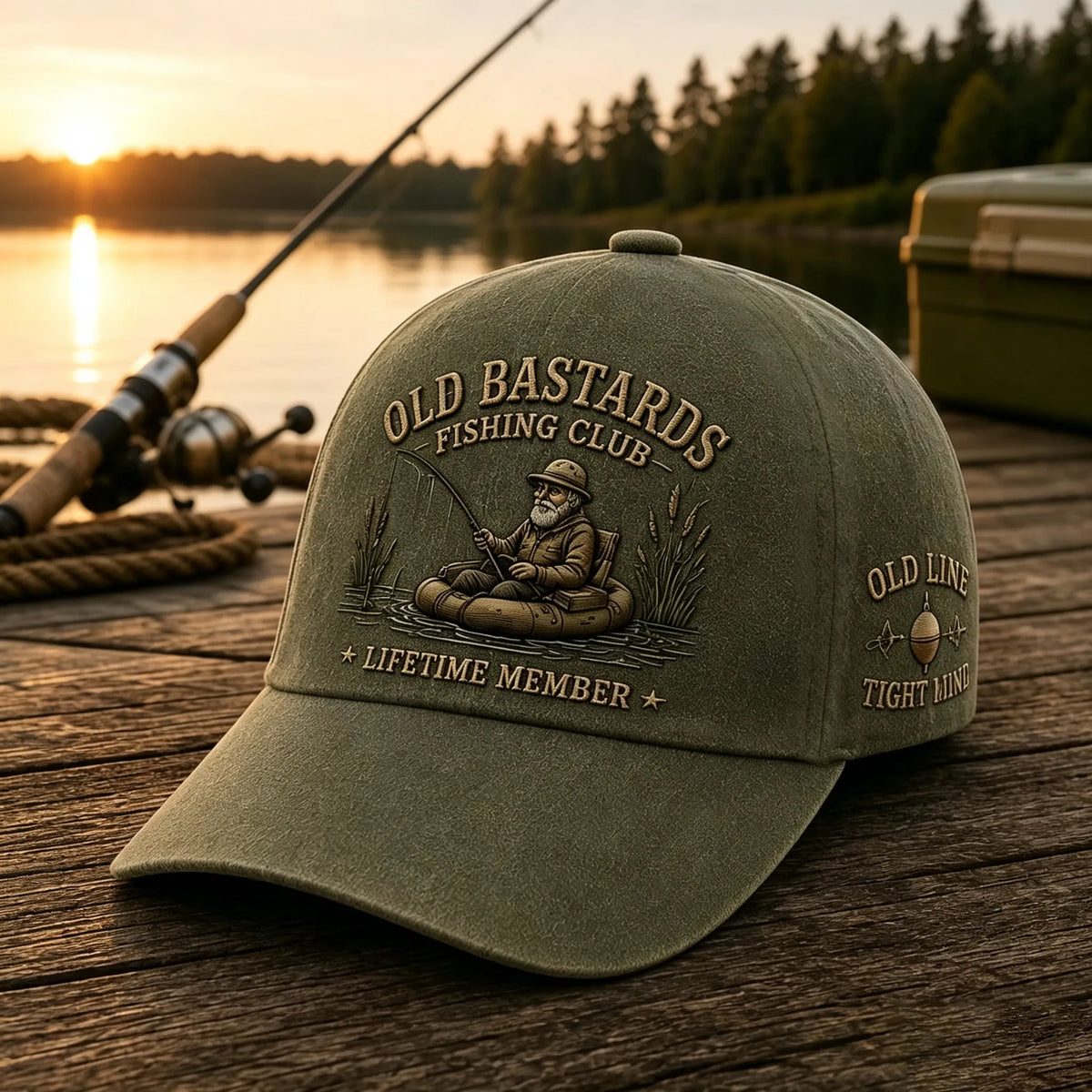 Unisex Funny Old Bastards Fishing Club Lifetime Member Print Hat