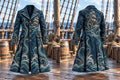 🌊 Men's Kraken & Ghost Ship Pirate Trench Coat