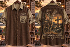 Retro Deer Hunting Art Print Casual Shirt