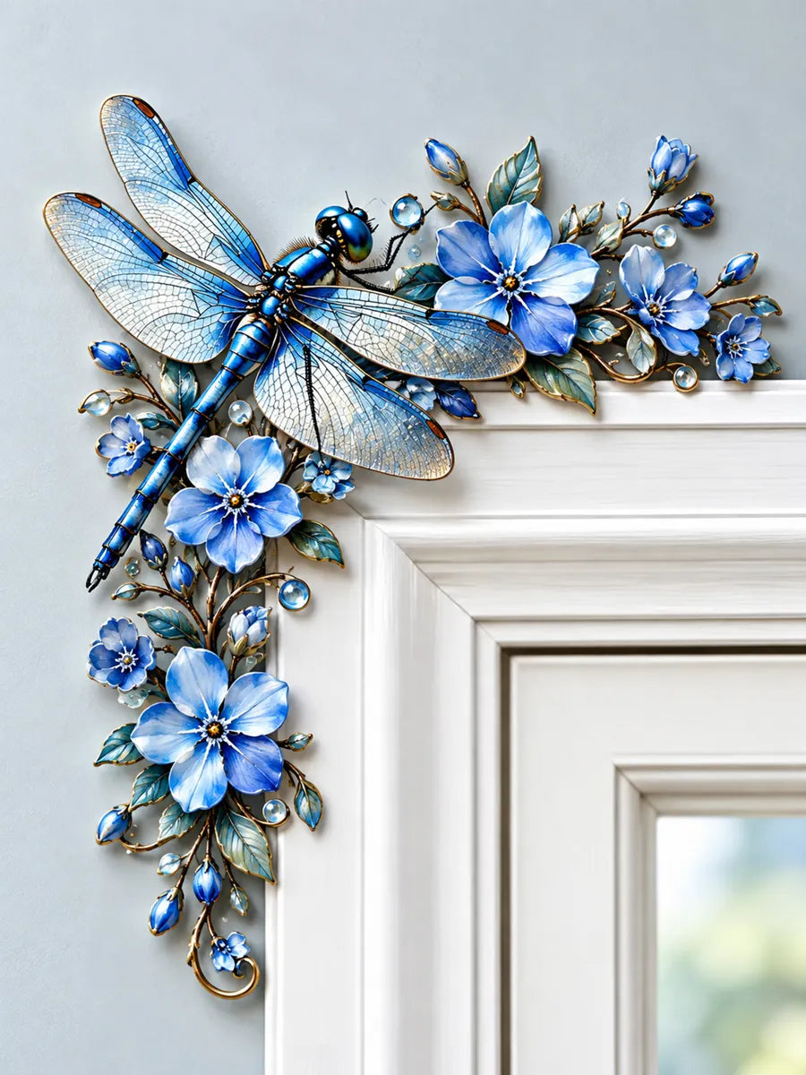 Dragonfly Floral Art Door Frame Decor