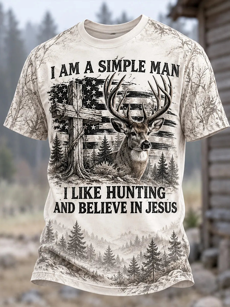 ✝️ "I Like Hunting & Believe In Jesus" Graphic T-Shirt
