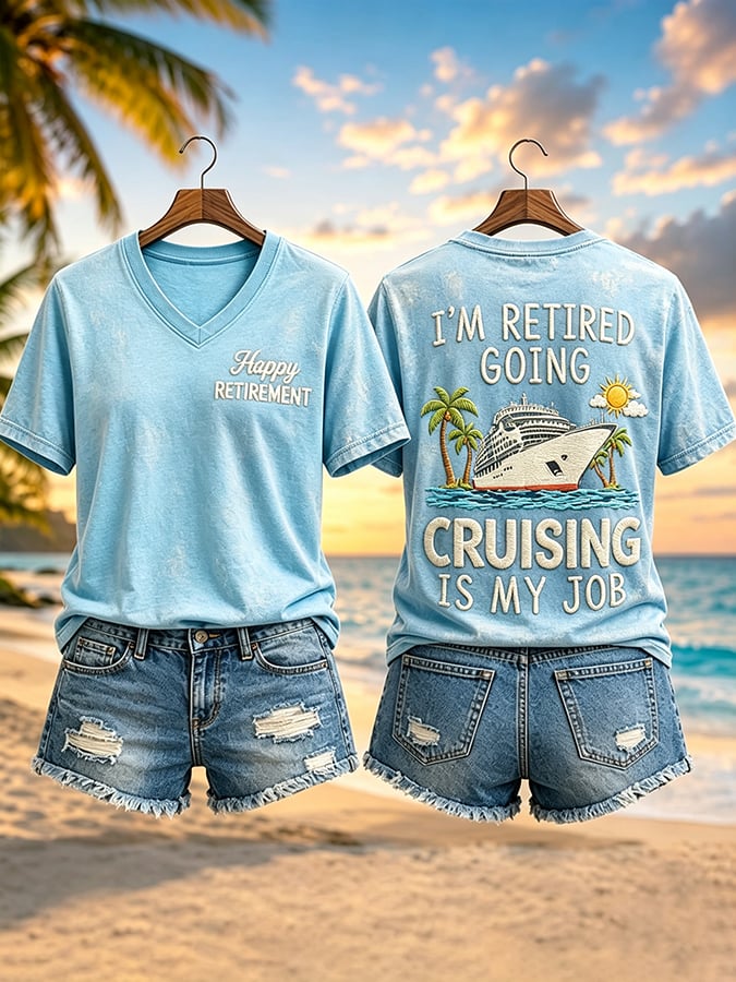 Women's Vacation Retirement Print  T-Shirt